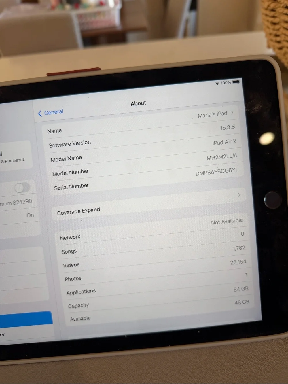 APPLE iPad Air 2 - Wi-Fi + Cellular - 64 GB - VERIZON SIM - Model MH2M2LL/A